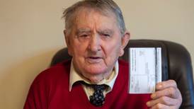 Paddy O’Mahony (100) prepares to vote in a general election for the 23rd time