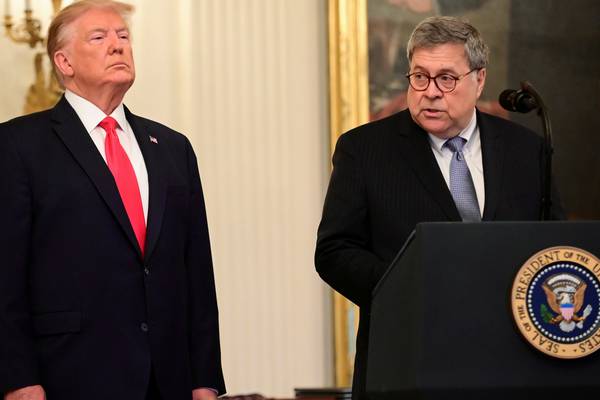 Trump calls for attorney general Barr to ‘clean house’ in justice department