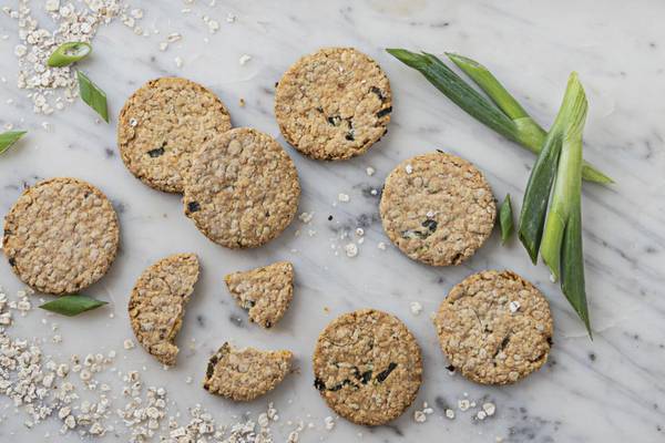 Cheddar spring onion oat biscuits: a deeply savoury and very moreish snack