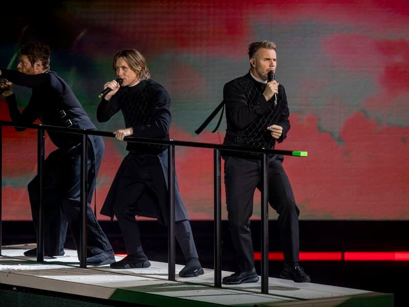 Take That in Dublin review: ‘Whose idea was it to have stairs?’ puffs Gary Barlow as the band roll back the years with dazzling show 