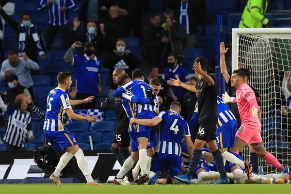 Brighton swoop from two behind to stun Man City