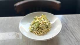 Crab, courgette and basil linguine