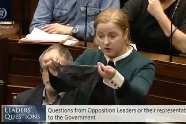 TD holds up thong in Dáil in protest at Cork rape trial comments
