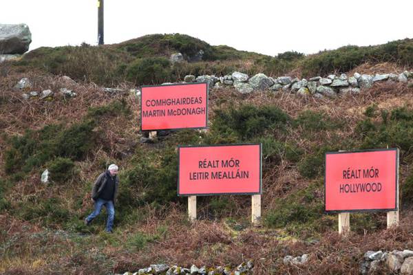Three billboards outside Leitir Mealláin, Connemara