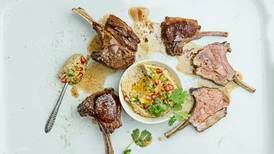 Herby lamb chops with baba ganoush