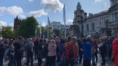 UK parliament suspension: protesters march in Belfast