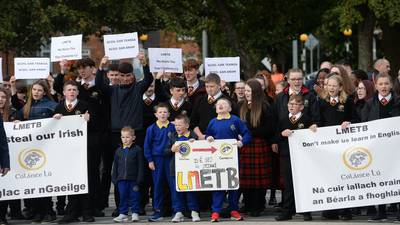 Students stage walkout over lack of subjects being taught through Irish