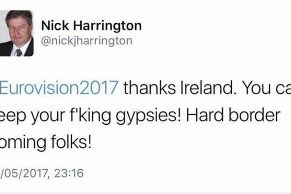 Tory  suspended as racist tweet follows Irish Eurovision vote
