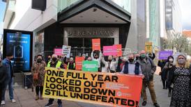Former Debenhams workers protest a year on from closure