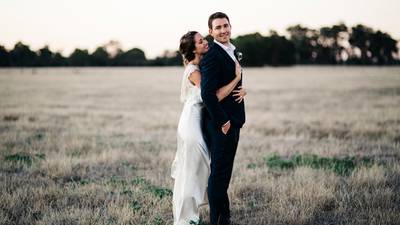 Our Wedding Story: Fairy lights and machinery in  an Aussie barn