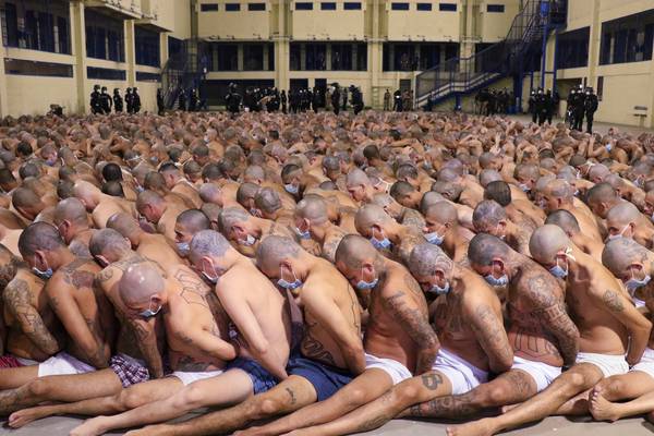 Outrage as El Salvador lines up semi-naked prisoners for photos