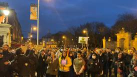 Demonstrators protest National Gallery links to direct provision caterer