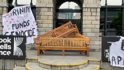 TCD students set up encampment to protest Israel war on Gaza