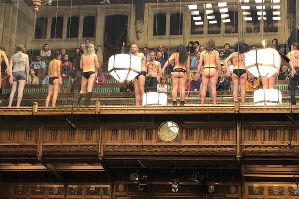 Semi-naked climate change protesters cause a stir in Brexit debate