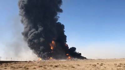 More than 100 fuel tankers burn after blast on Iranian-Afghan border