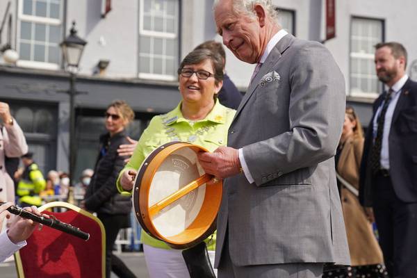 Bodhrán ‘bait’ lures in a prince as Charles and Camilla visit Cahir