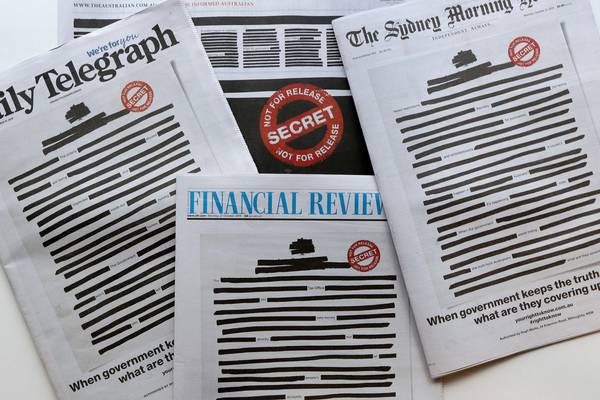 Australian newspapers black out front pages to protest press restrictions