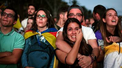 High security and a festive air as Catalans digest ‘independence declaration’