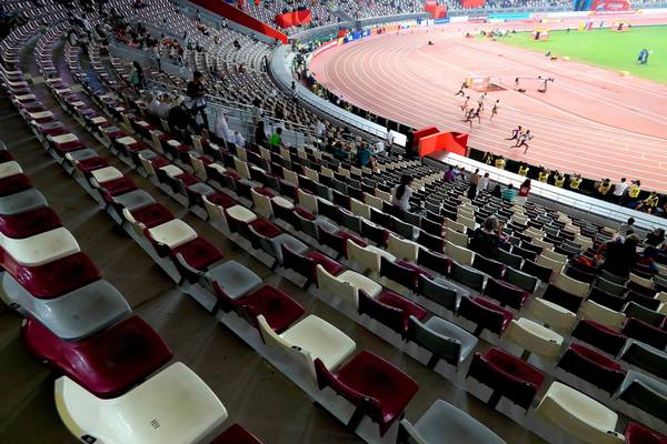 Organisers blame late starts, working week and boycott for empty stadium in Doha