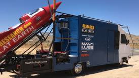 Man launching home-made rocket to prove the earth is flat