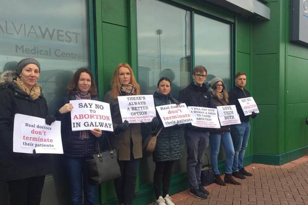 Anti-abortion protesters picket GP practice in Galway