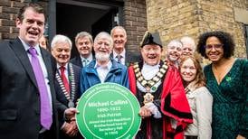 Unveiling of plaque recognises how living in London shaped Michael Collins as an Irish revolutionary