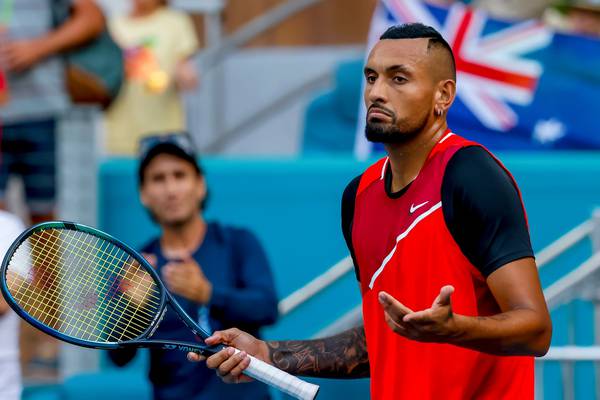Nick Kyrgios loses his cool and picks up a game penalty in Miami