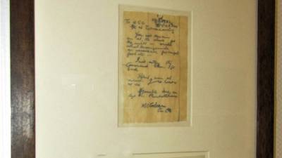 Last written words of Michael Collins among pre-Christmas auction lots