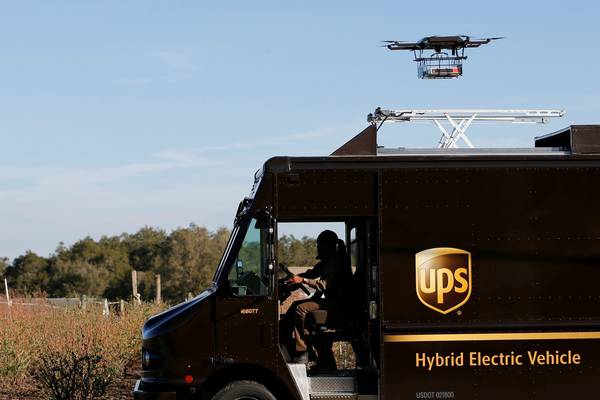 UPS tests drone deliveries with octocopter mounted on lorry