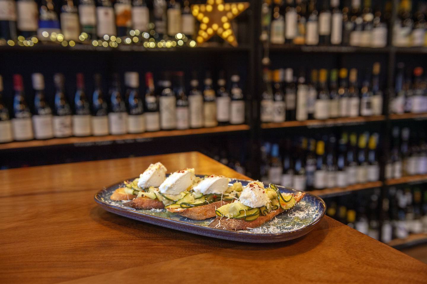 Mac Curtain Wine Cellar, Cork: A sharing plate of 'Nduja and dried tomato crostini with lemon, chilli and garlic courgette.