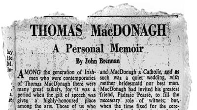How a 1916 leader joined a unionist family:  From the Archives, May 2nd, 1959