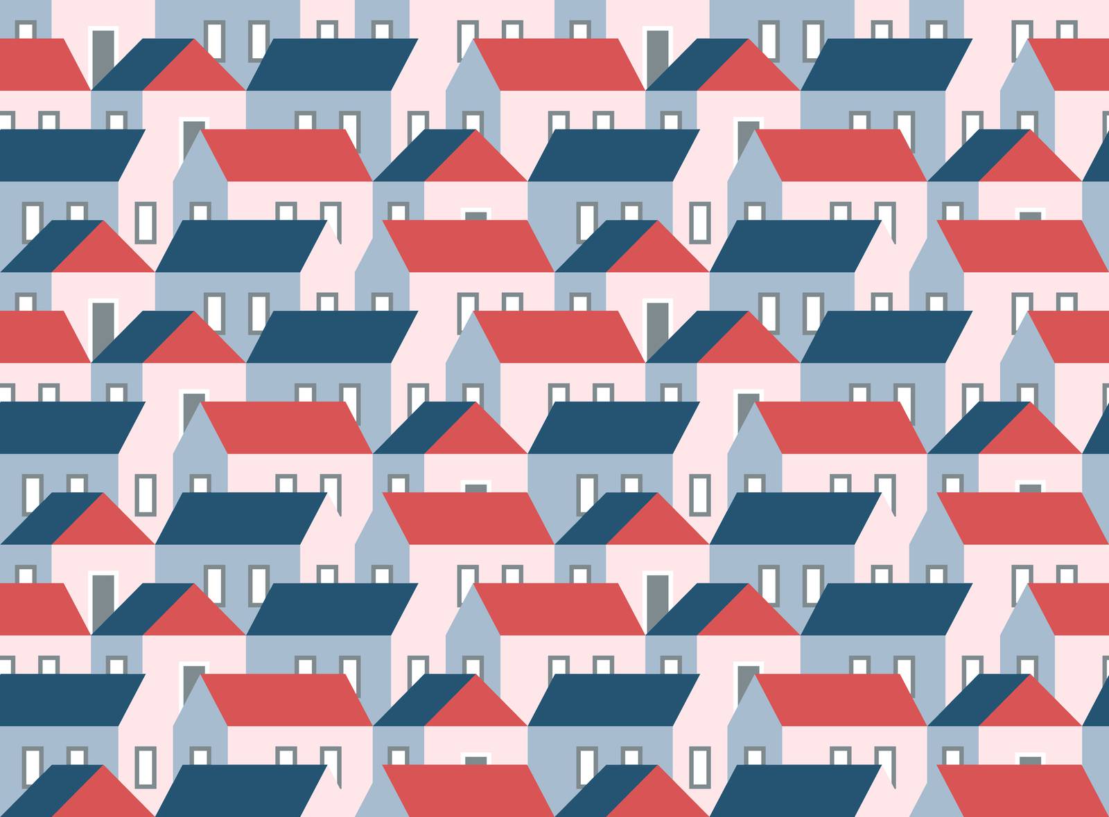 Seamless pattern of simple houses
