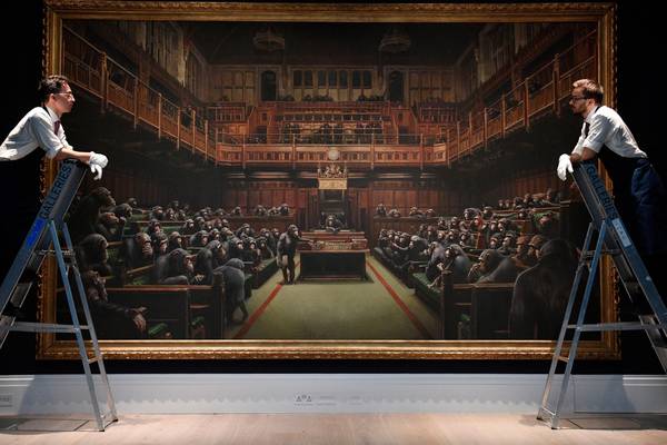 Banksy painting of chimps in Commons sells for over €10m