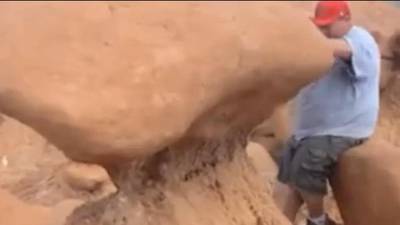 Video: Outrage as scouts topple Jurassic era rock formation