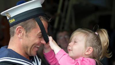 LÉ Eithne crew welcomed home by loved ones in Cobh