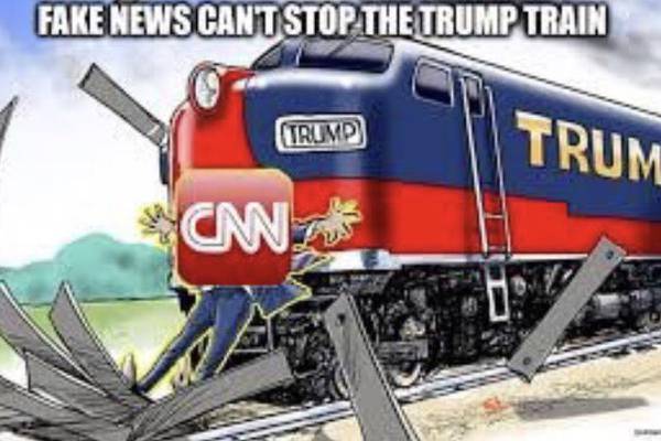 Donald Trump retweets cartoon of train hitting ‘CNN reporter’