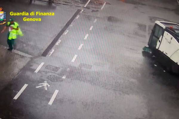 Footage of Genoa bridge collapse shows man having narrow escape