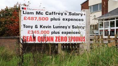 Sign near Border about Quinn directors removed by gardaí
