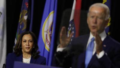 Kamala Harris targets Trump’s ‘failed government’ in first event with Biden