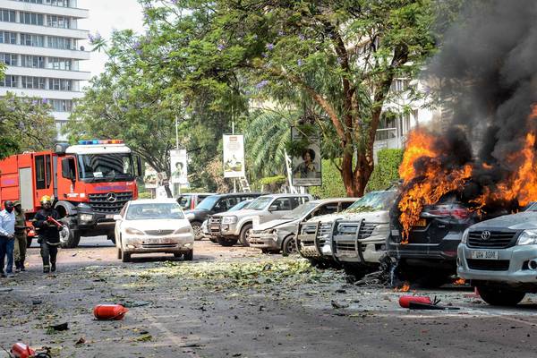 Three civilians killed as suicide bombers attack Uganda capital