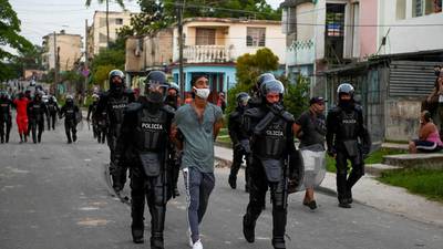 Cuban police out in force as president blames Cuban Americans for unrest