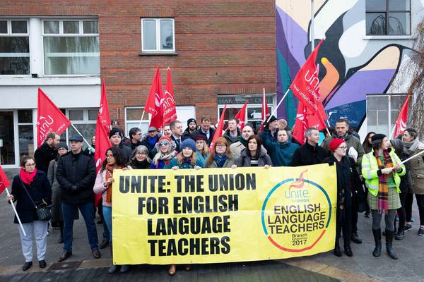 Teachers rally at Dublin language school after overnight occupation