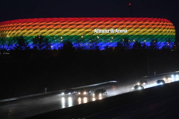 Uefa defends decision to deny Germany’s rainbow display