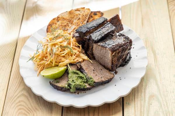 Barbecued shortrib with chimichurri and spiced slaw  