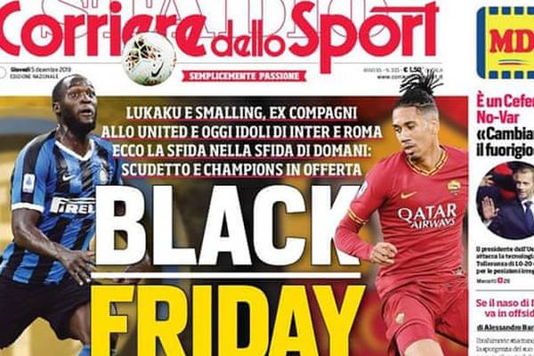 Italian newspaper condemned for ‘Black Friday’ headline with Lukaku and Smalling