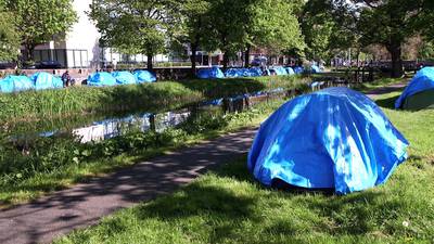 Asylum seekers pitch tents along Dublin's Grand Canal