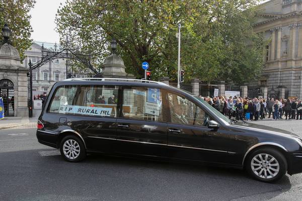 Passions run high outside Leinster House for Wicklow post office ‘funeral’