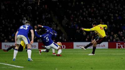 Troy Deeney’s late strike gives Watford dour win over Everton
