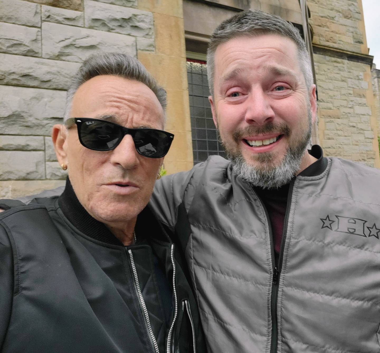 Bruce Springsteen with fan Stephen Coulter (55), from Newtownabbey, Co Antrim. Photograph:  Stephen Coulter
