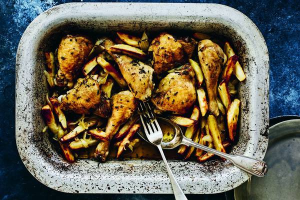 Darina Allen’s Roman-inspired one-tray chicken and chips